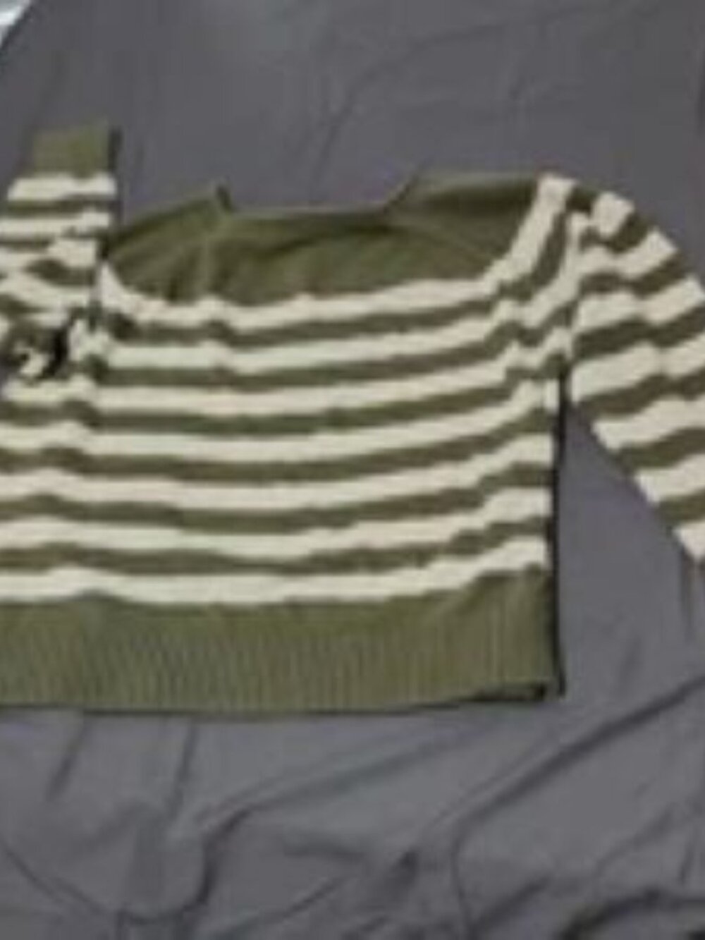Aerie Green White Striped Boat Neck Knit Pullover Sweater Long Sleeve XXL